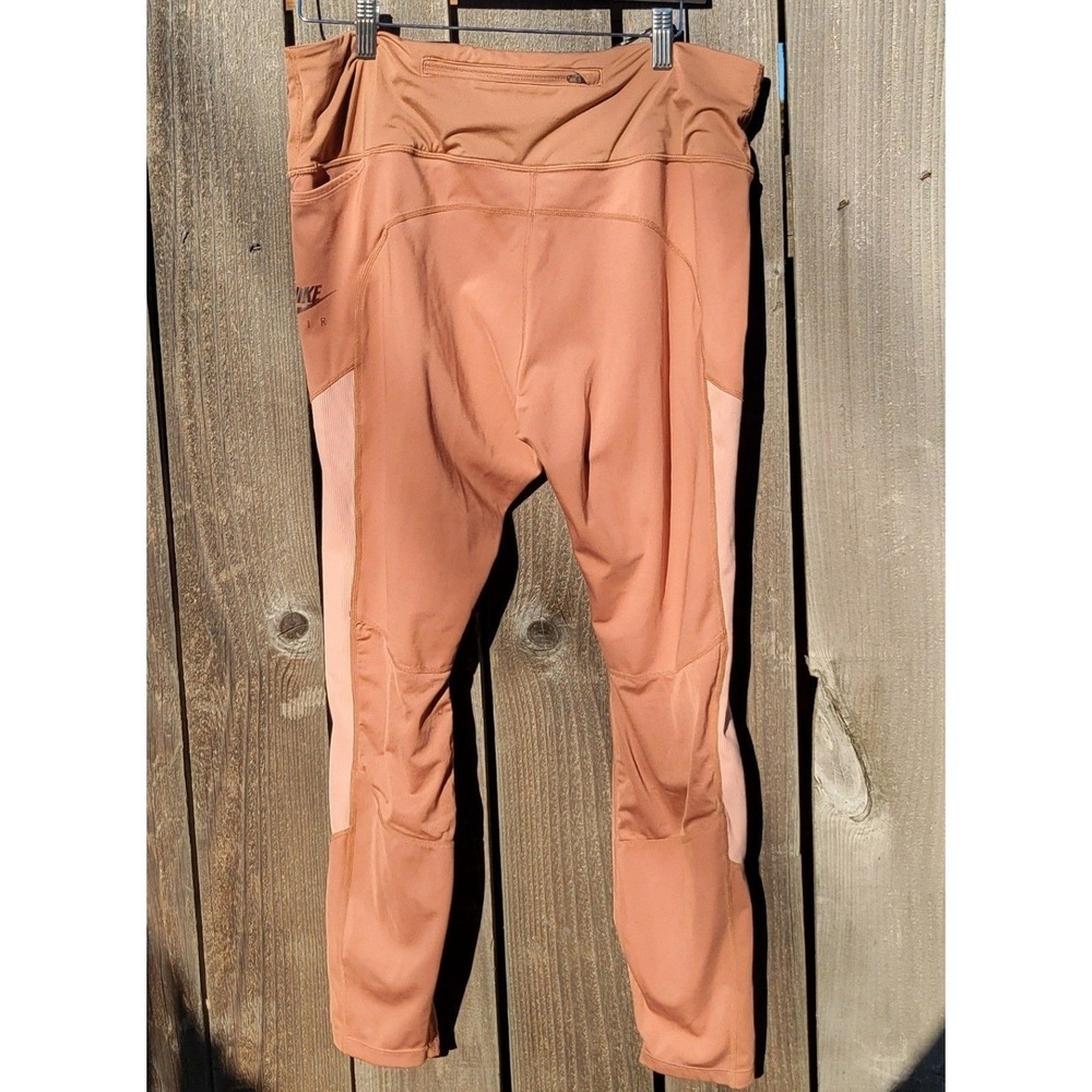 Nike Air Dri-FIT W XL 7/8 Running Leggings Rust Orange Mesh Zip Pocket Active - Picture 7 of 16